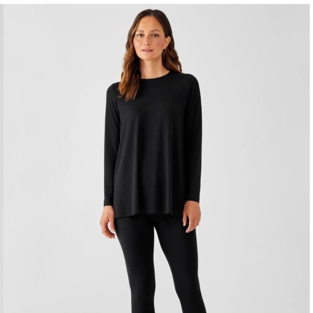 Eileen Fisher Classic Black Long Sleeve Tee